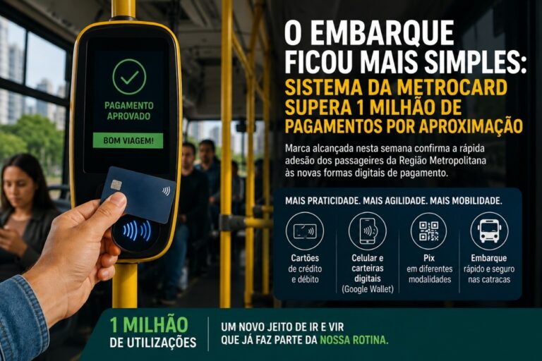 O embarque ficou mais simples: sistema da Metrocard supera 1 milhão de pagamentos por aproximação